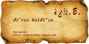 Örsi Balázs névjegykártya